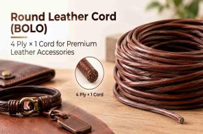 Round Leather Cord BOLO 4 Ply 1 Cord for Premium Leather Accessories