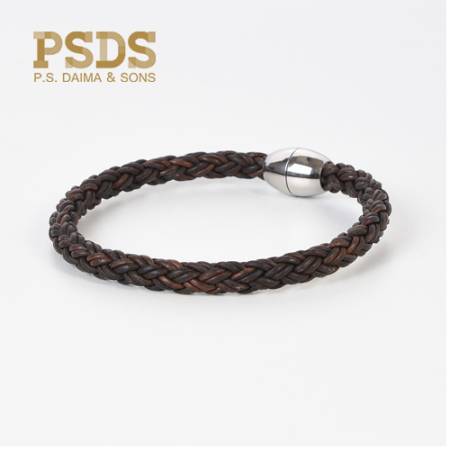 Round Machine Braided Leather Bracelet Manufactures in England